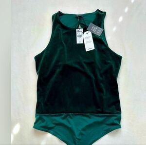 Express Green Velvet Bodysuit
